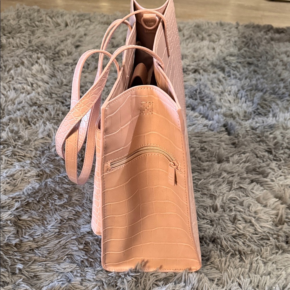 BEIS Pink Croc-Embossed Tote Bag - Picture 4 of 6